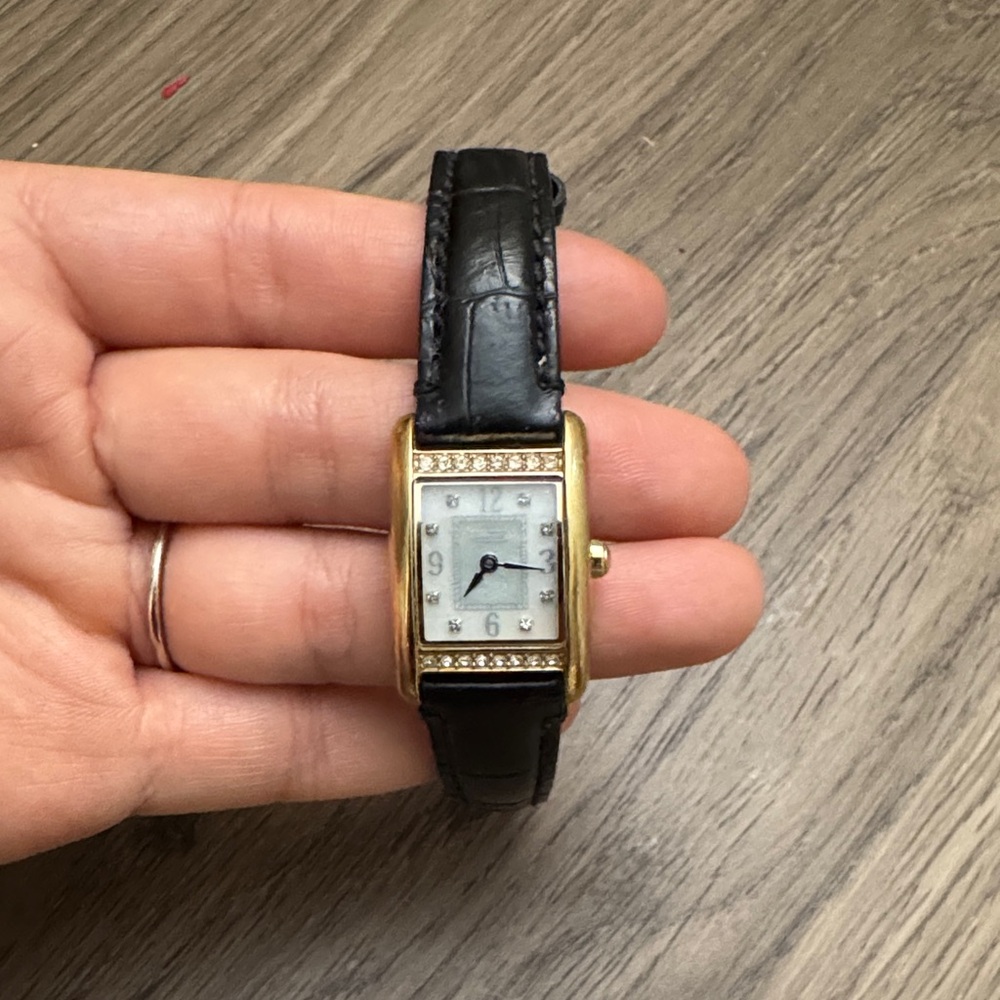 Coach Gold and Black Leather Watch